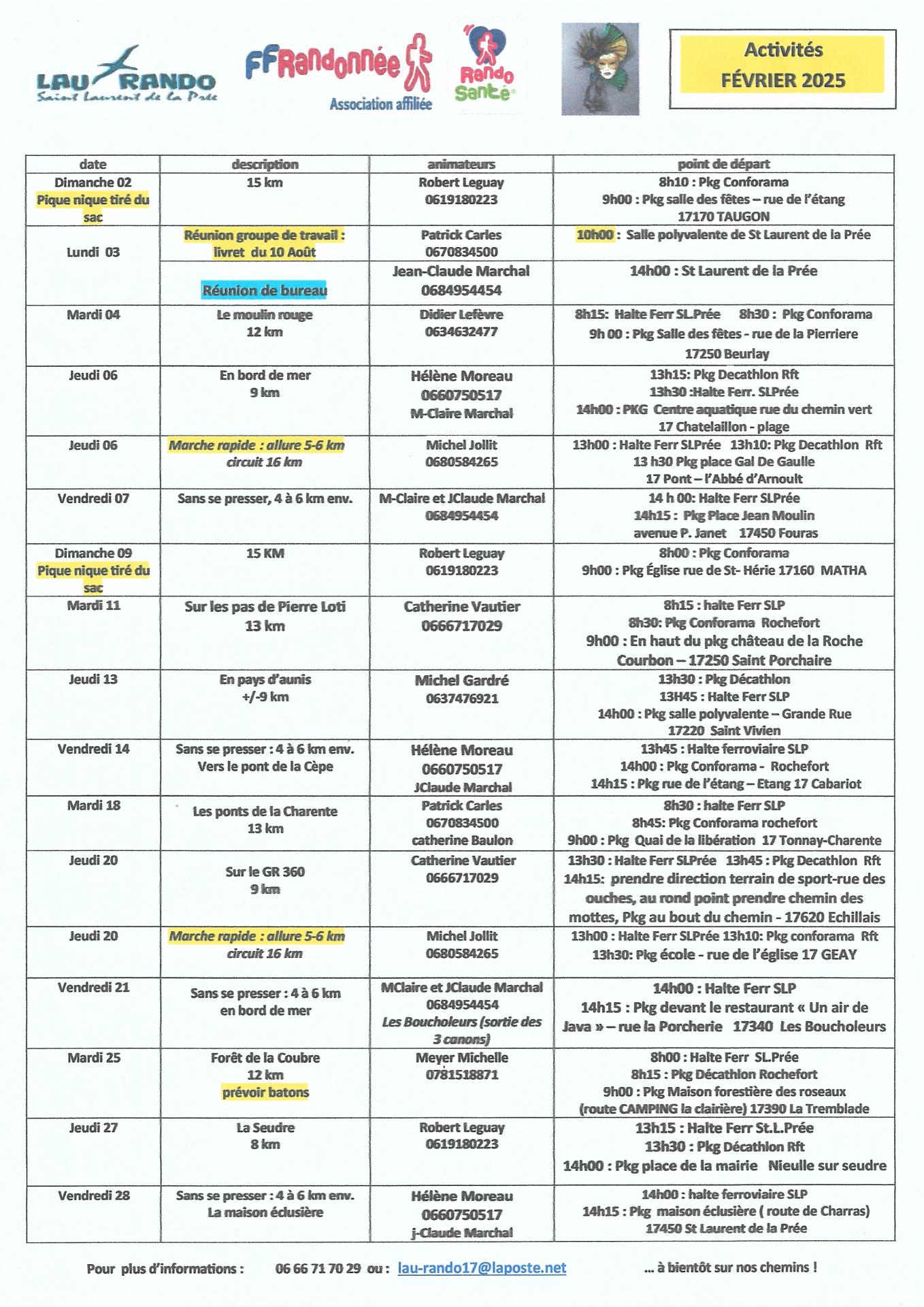 Activites fevrier 2025